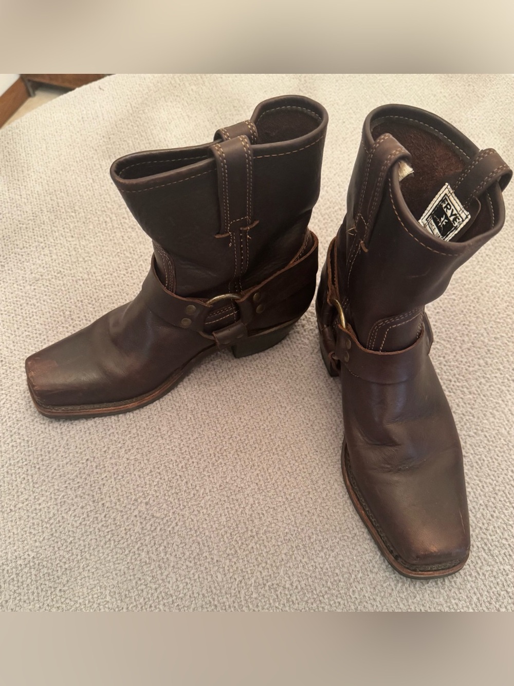 Women’s Frye Brown Leather Harness Boots - Picture 2 of 9